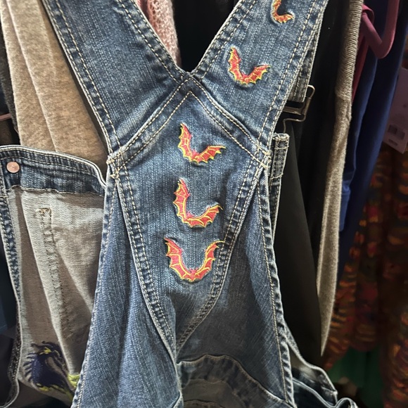 Denim Overalls with Colorful Patches - Picture 4 of 4